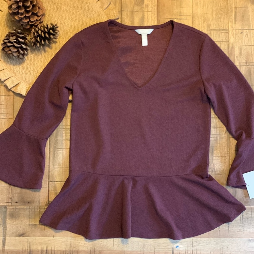 NWT, Ellen Tracy Collection, Bordeaux Purple Blouse, XS